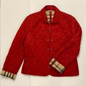 Red Burberry Quilted Jacket